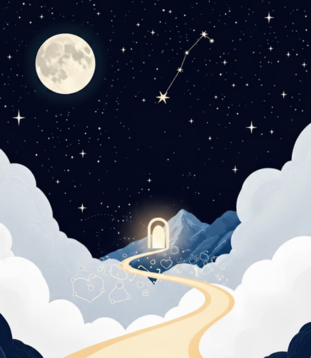 Ilustração de céu noturno com constelação